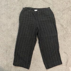 J jill linen crops pinstriped black pants medium